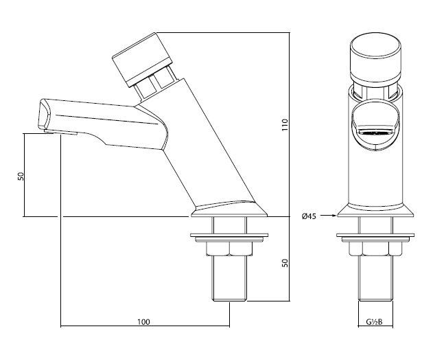 Inta NC162CP Non Concussive Basin Mounted Contemporary taps (Pair)