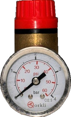 Orkli 17004.01   1/2" F X F 3 bar Safety Relief Valve c/w Gauge