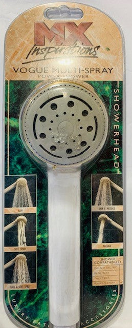 MX QAN Vogue Multispray, White/Gold shower handset