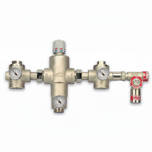 River R3300 1 1/4" Ecosystem Group Thermostatic Mixing Valve with secondary circulation