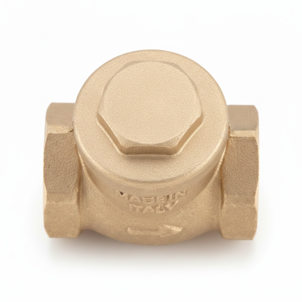 1 1/4" brass horizontal swing flap check valve top view