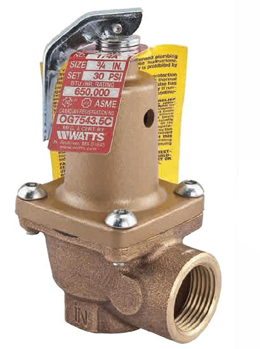 Watts EDP279190 1" F X F 7 Bar Bronze Safety Relief Valve